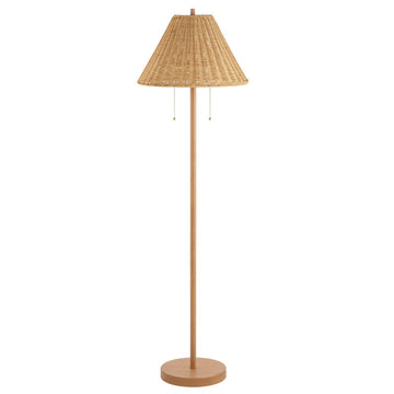 Nando 61" Coastal Bohemian Iron/Rattan LED Floor Lamp with Pull-Chain - JONATHAN Y